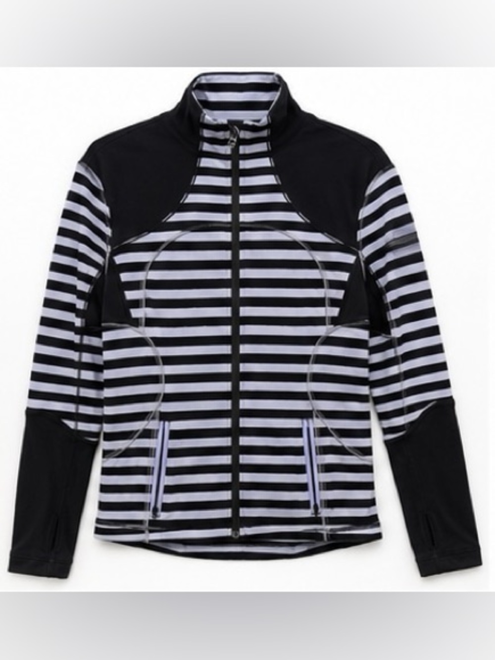 Lululemon Define Forme Jacket Sea Stripe Polar Haze Full Zip Thumbholes Size 8